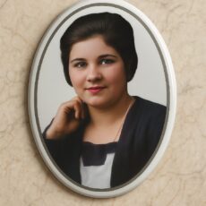 Fotoceramika 7x9 owalna z platynowym paskiem kolorowa